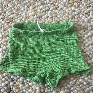 Vibrant Green Women's Waffle Knit Shorts